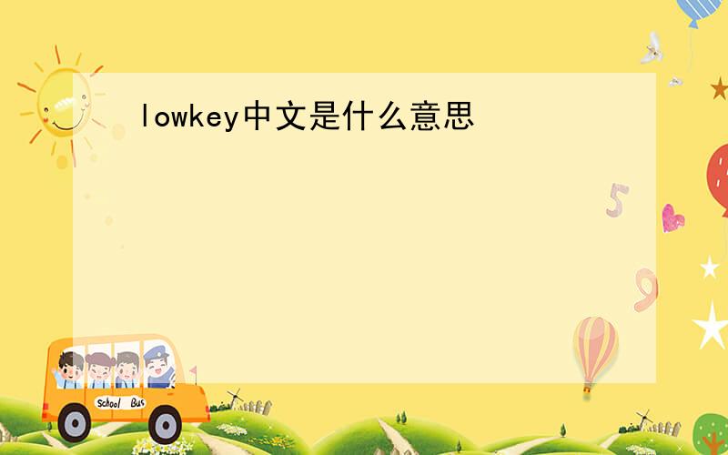 lowkey中文是什么意思