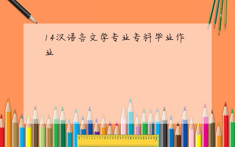 14汉语言文学专业专科毕业作业