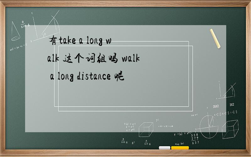 有take a long walk 这个词组吗 walk a long distance 呢
