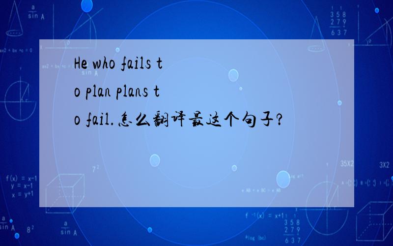 He who fails to plan plans to fail.怎么翻译最这个句子?