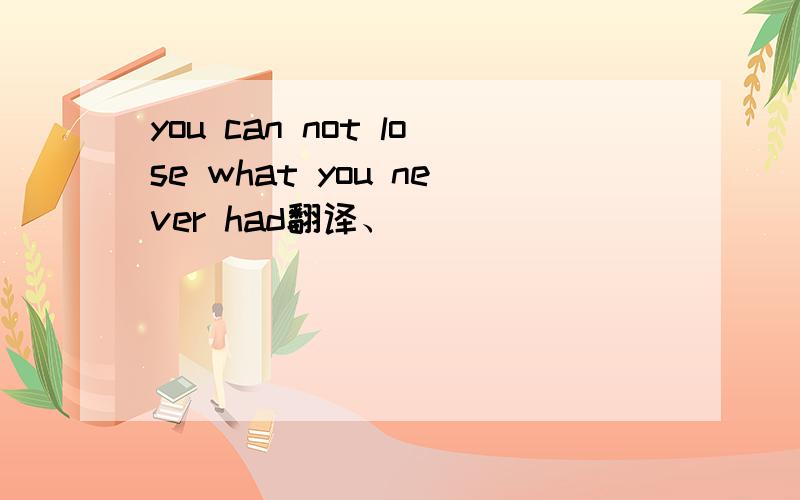 you can not lose what you never had翻译、