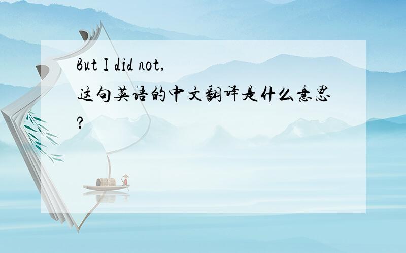But I did not,这句英语的中文翻译是什么意思?