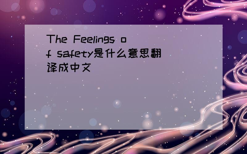 The Feelings of safety是什么意思翻译成中文