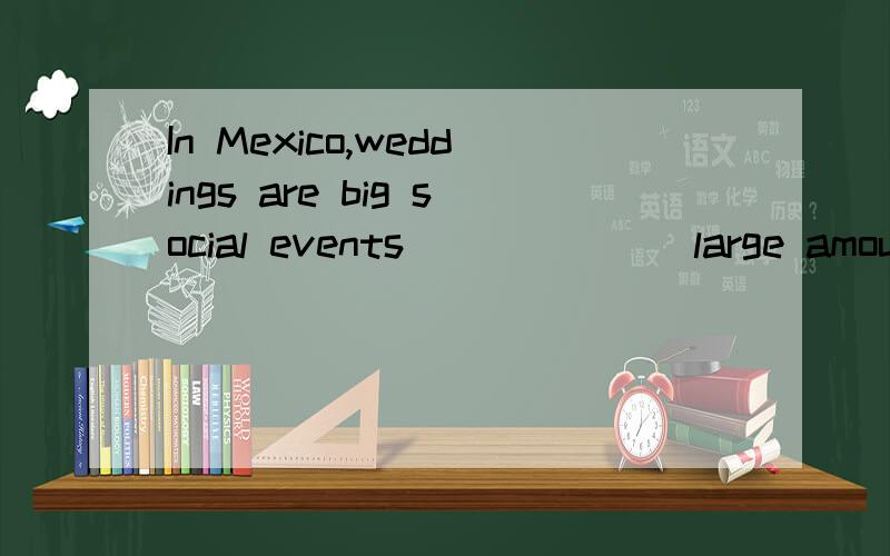 In Mexico,weddings are big social events ______ large amounts of money are spent before the big day.A.that B.which C.when D.where定语从句吗?什么时候选B什么时候选A?