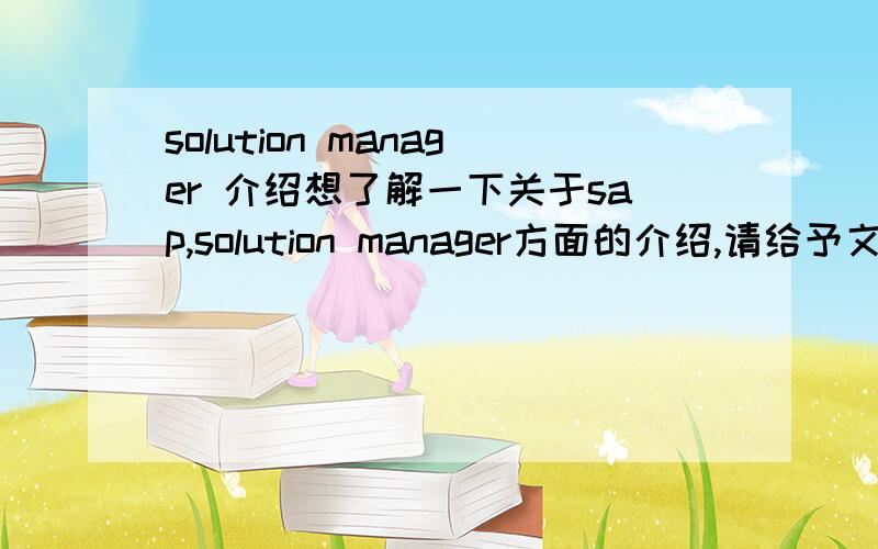 solution manager 介绍想了解一下关于sap,solution manager方面的介绍,请给予文字说明,