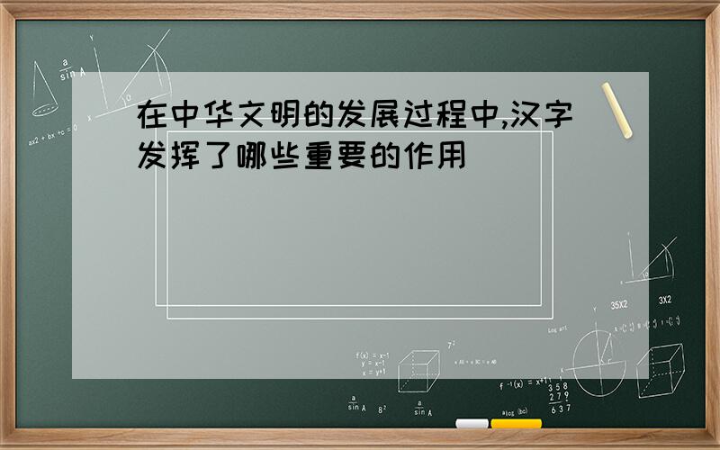 在中华文明的发展过程中,汉字发挥了哪些重要的作用