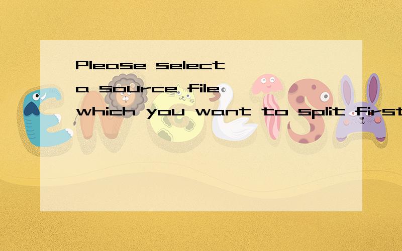 Please select a source file which you want to split first翻译这个句子