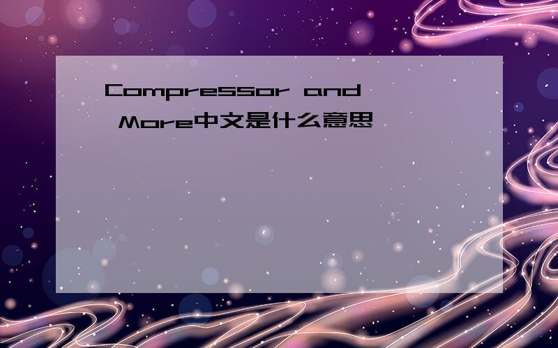 Compressor and More中文是什么意思