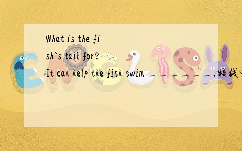 What is the fish`s tail for?It can help the fish swim ______,横线中填什么?