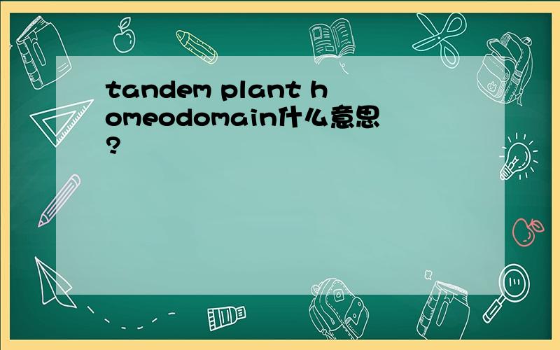 tandem plant homeodomain什么意思?