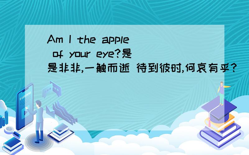 Am I the apple of your eye?是是非非,一触而逝 待到彼时,何哀有乎?