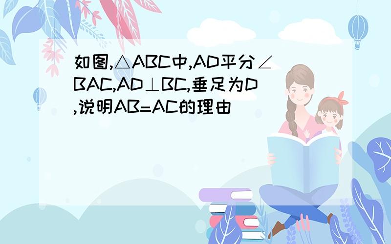 如图,△ABC中,AD平分∠BAC,AD⊥BC,垂足为D,说明AB=AC的理由