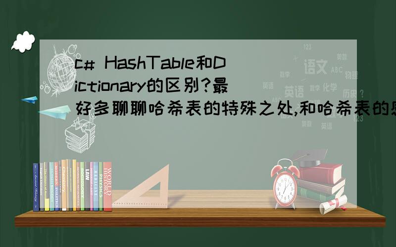 c# HashTable和Dictionary的区别?最好多聊聊哈希表的特殊之处,和哈希表的感念!HashTable是Dictionary的子类是么?我调试一下感觉一样啊!可是我为Dictionary赋值的时候也可以赋几组键值对啊,不一定就是