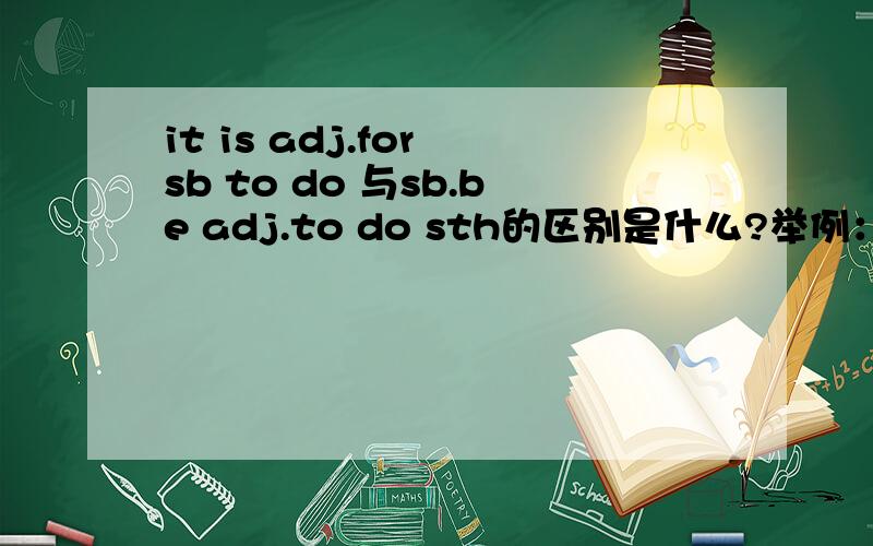 it is adj.for sb to do 与sb.be adj.to do sth的区别是什么?举例：it is easy for me to do it i am easy to do it