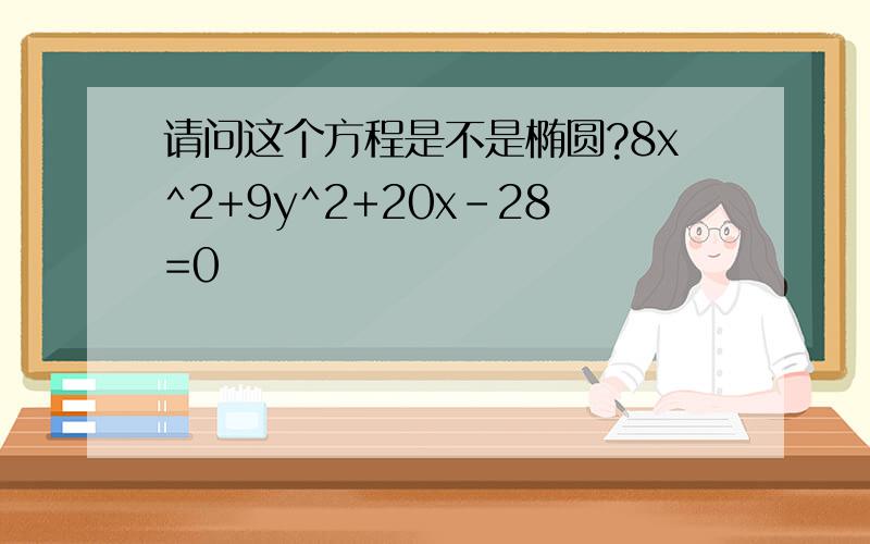 请问这个方程是不是椭圆?8x^2+9y^2+20x-28=0