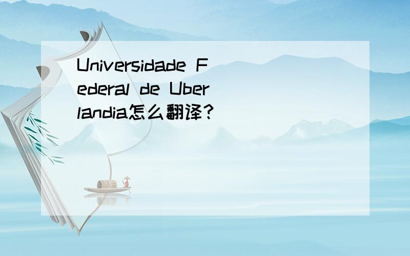 Universidade Federal de Uberlandia怎么翻译?