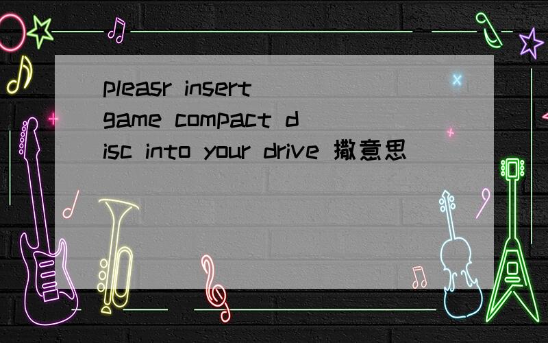 pleasr insert game compact disc into your drive 撒意思