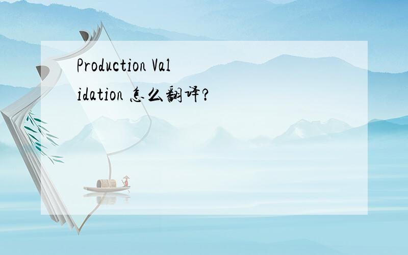 Production Validation 怎么翻译?