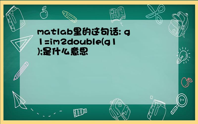 matlab里的这句话: g1=im2double(g1);是什么意思