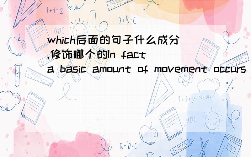 which后面的句子什么成分,修饰哪个的In fact a basic amount of movement occurs during sleep which is specifically concerned with preventing muscle inactivity.
