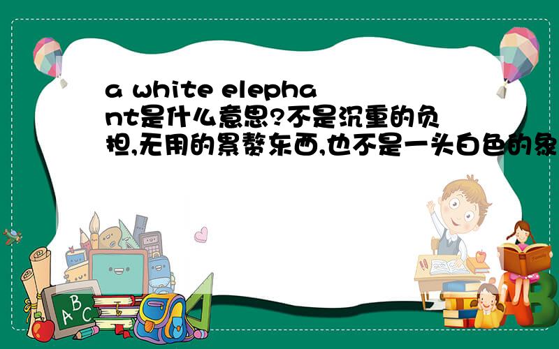 a white elephant是什么意思?不是沉重的负担,无用的累赘东西,也不是一头白色的象