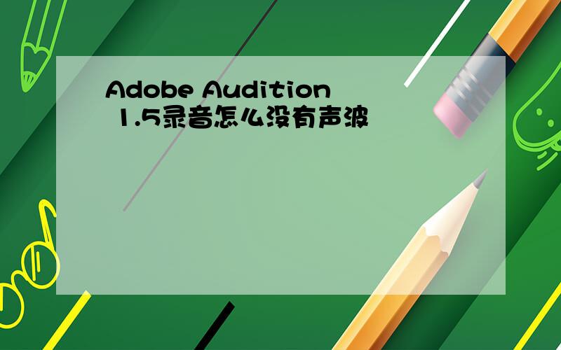 Adobe Audition 1.5录音怎么没有声波