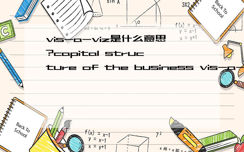 vis-a-viz是什么意思?capital structure of the business vis-a-viz ite peers in the industry出现在这段文字中