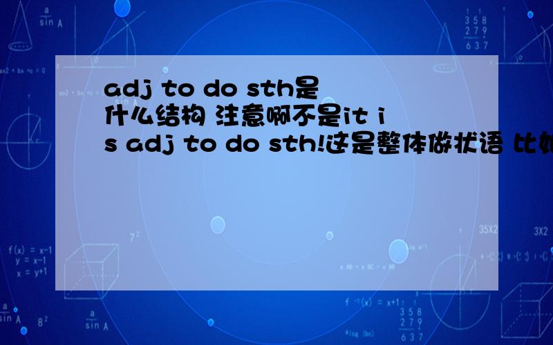 adj to do sth是什么结构 注意啊不是it is adj to do sth!这是整体做状语 比如needless to say,…… 不定式成分,等具体用法~