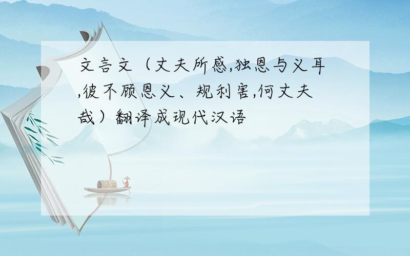 文言文（丈夫所感,独恩与义耳,彼不顾恩义、规利害,何丈夫哉）翻译成现代汉语