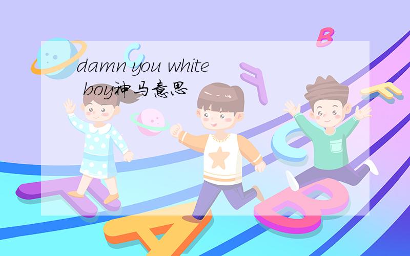 damn you white boy神马意思