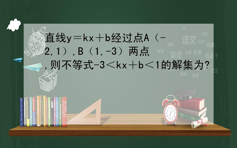 直线y＝kx＋b经过点A（-2,1）,B（1,-3）两点,则不等式-3＜kx＋b＜1的解集为?