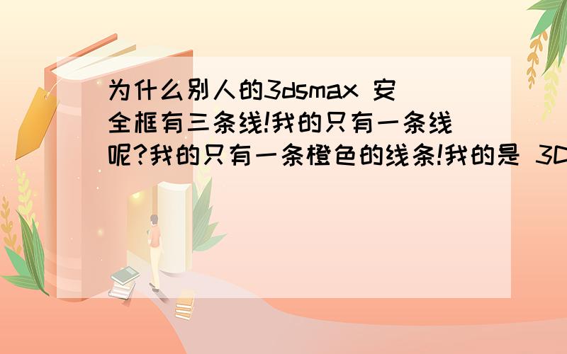 为什么别人的3dsmax 安全框有三条线!我的只有一条线呢?我的只有一条橙色的线条!我的是 3DSMAX 2013 .
