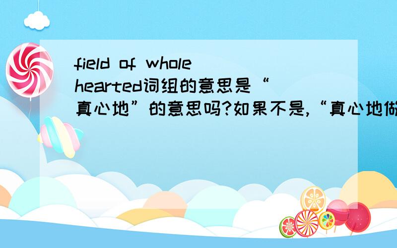 field of wholehearted词组的意思是“真心地”的意思吗?如果不是,“真心地做某事”用英文如何翻译呢?