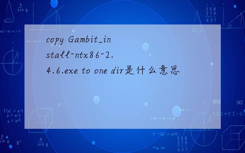 copy Gambit_install-ntx86-2.4.6.exe to one dir是什么意思