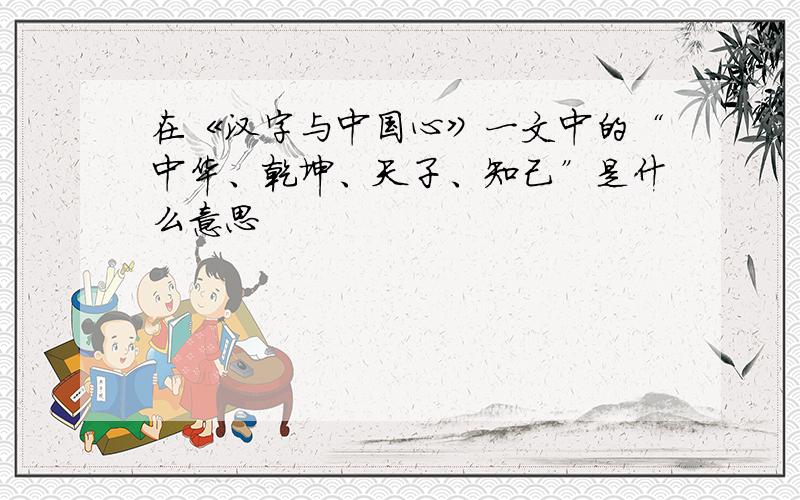在《汉字与中国心》一文中的“中华、乾坤、天子、知己”是什么意思