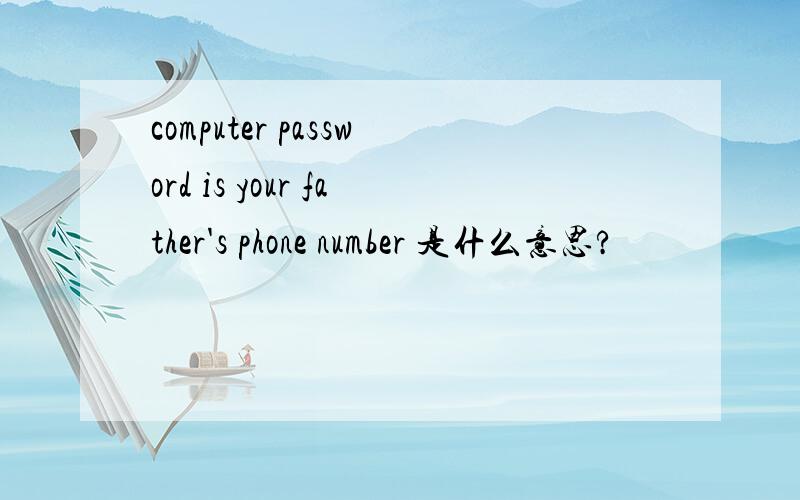 computer password is your father's phone number 是什么意思?