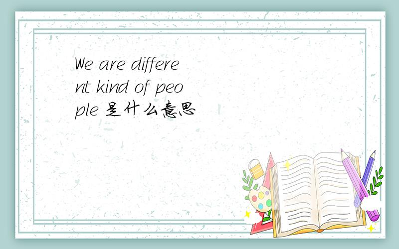 We are different kind of people 是什么意思