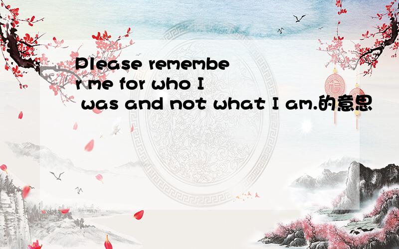 Please remember me for who I was and not what I am.的意思