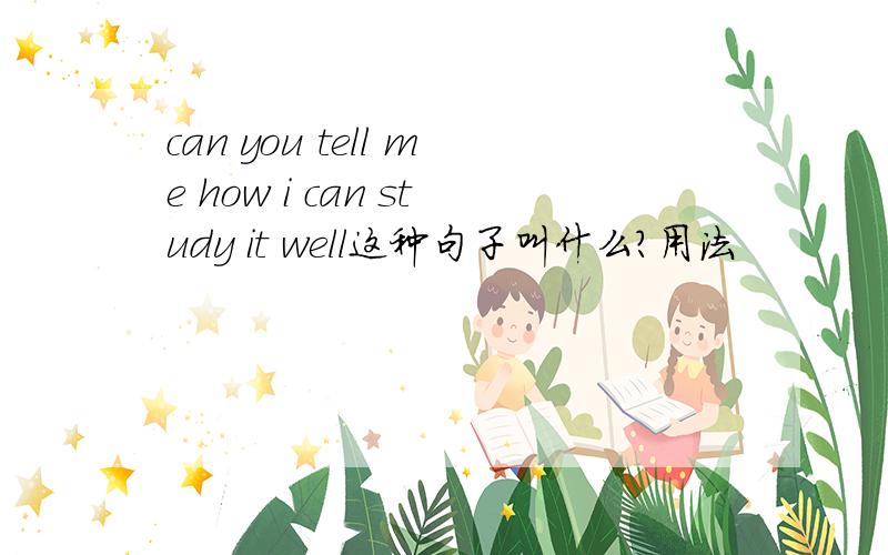 can you tell me how i can study it well这种句子叫什么?用法