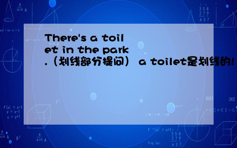 There's a toilet in the park.（划线部分提问） a toilet是划线的!