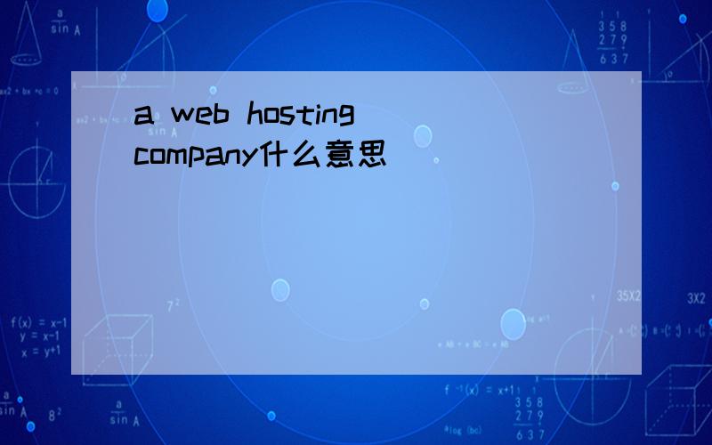 a web hosting company什么意思
