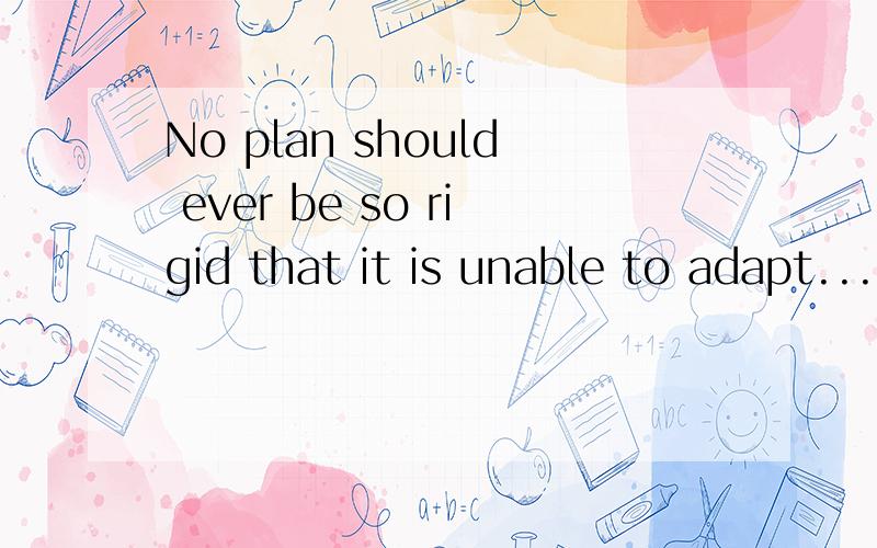 No plan should ever be so rigid that it is unable to adapt...句子结构分析No plan should ever be so rigid that it is unable to adapt to changing circumstances.As your career develops,opportunities will arise,and you will have choices to make tha