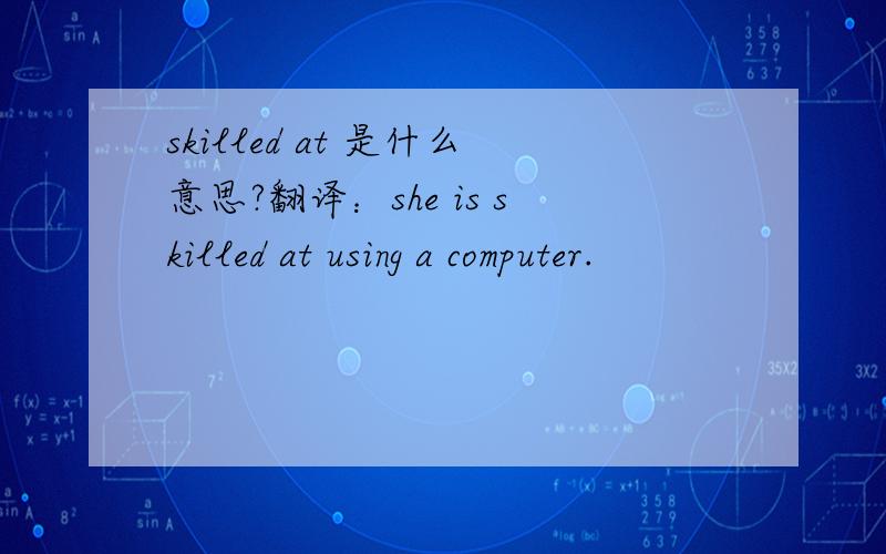 skilled at 是什么意思?翻译：she is skilled at using a computer.