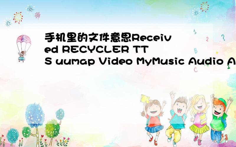 手机里的文件意思Received RECYCLER TTS uumap Video MyMusic Audio AutoReply autorun.inf Ebook KTV MK_ING Musicking mythroad