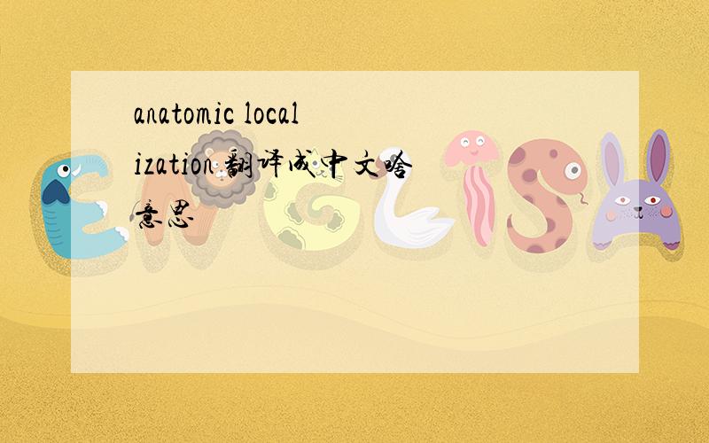 anatomic localization 翻译成中文啥意思