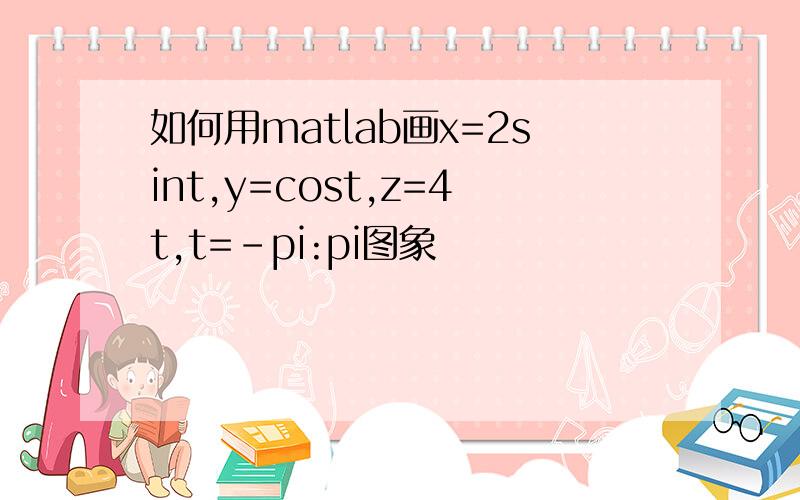 如何用matlab画x=2sint,y=cost,z=4t,t=-pi:pi图象