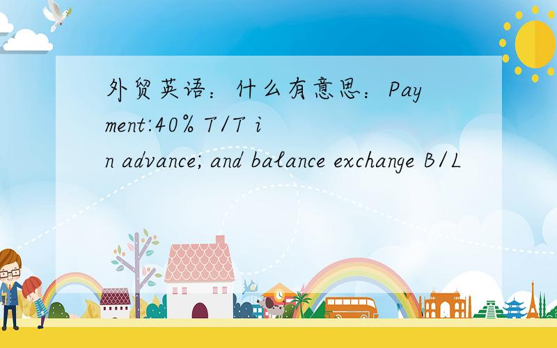 外贸英语：什么有意思：Payment:40% T/T in advance; and balance exchange B/L