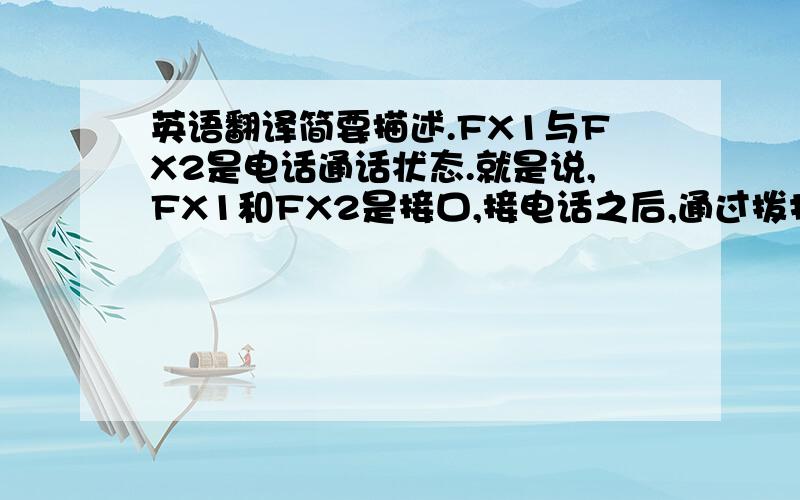 英语翻译简要描述.FX1与FX2是电话通话状态.就是说,FX1和FX2是接口,接电话之后,通过拨打号码之后接通状态.