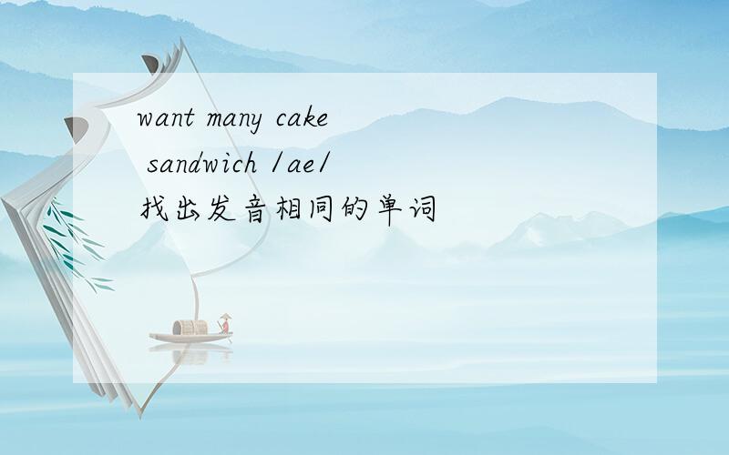 want many cake sandwich /ae/找出发音相同的单词