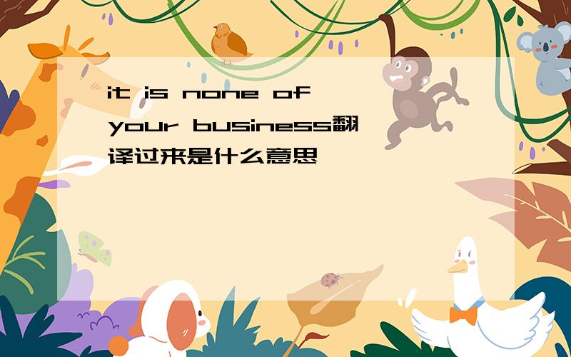 it is none of your business翻译过来是什么意思